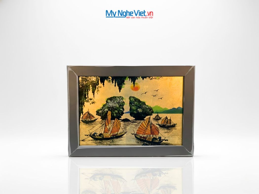 Tranh Sơn Mài Phong Cảnh Vịnh Hạ Long Dát Lá Vàng tsm2535.5