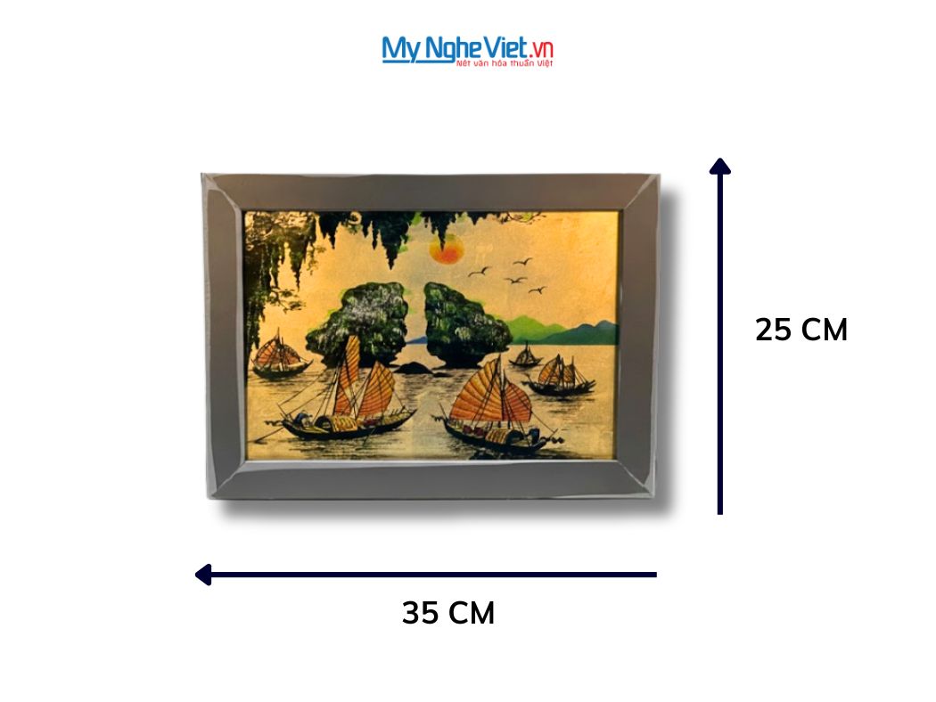 Tranh Sơn Mài Phong Cảnh Vịnh Hạ Long Dát Lá Vàng tsm2535.5