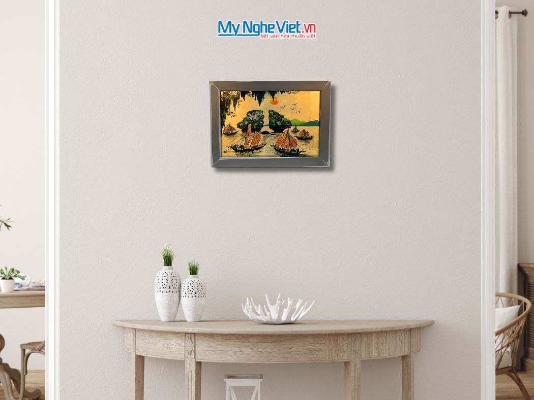 Tranh Sơn Mài Phong Cảnh Vịnh Hạ Long Dát Lá Vàng tsm2535.5