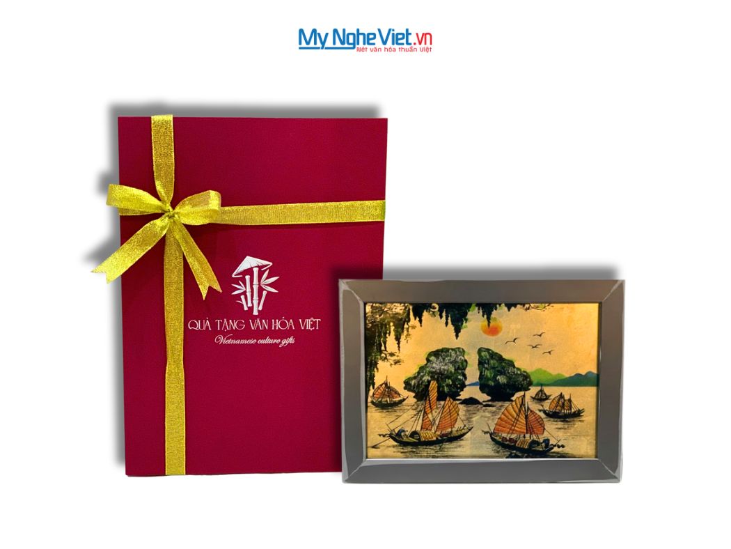 Tranh Sơn Mài Phong Cảnh Vịnh Hạ Long Dát Lá Vàng tsm2535.5