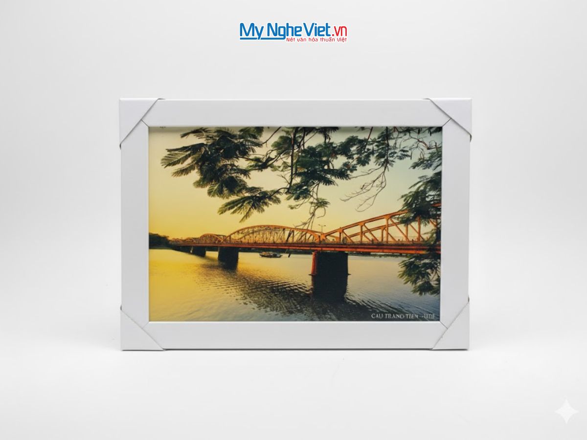 Bộ tranh sơn mài phong cảnh Việt Nam và khung trắng TSM20305/khung