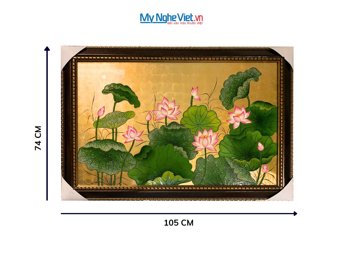 Tranh Sơn Mài Hoa Sen Dát Bạc Đắp Nổi TSM6090/1