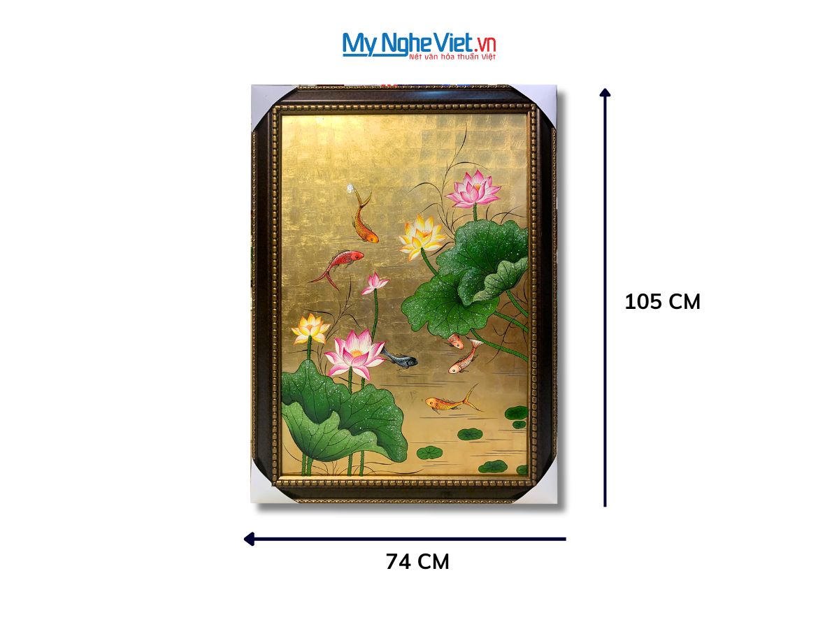 Tranh Sơn Mài Hoa Sen Dát Bạc Đắp Nổi TSM6090/2