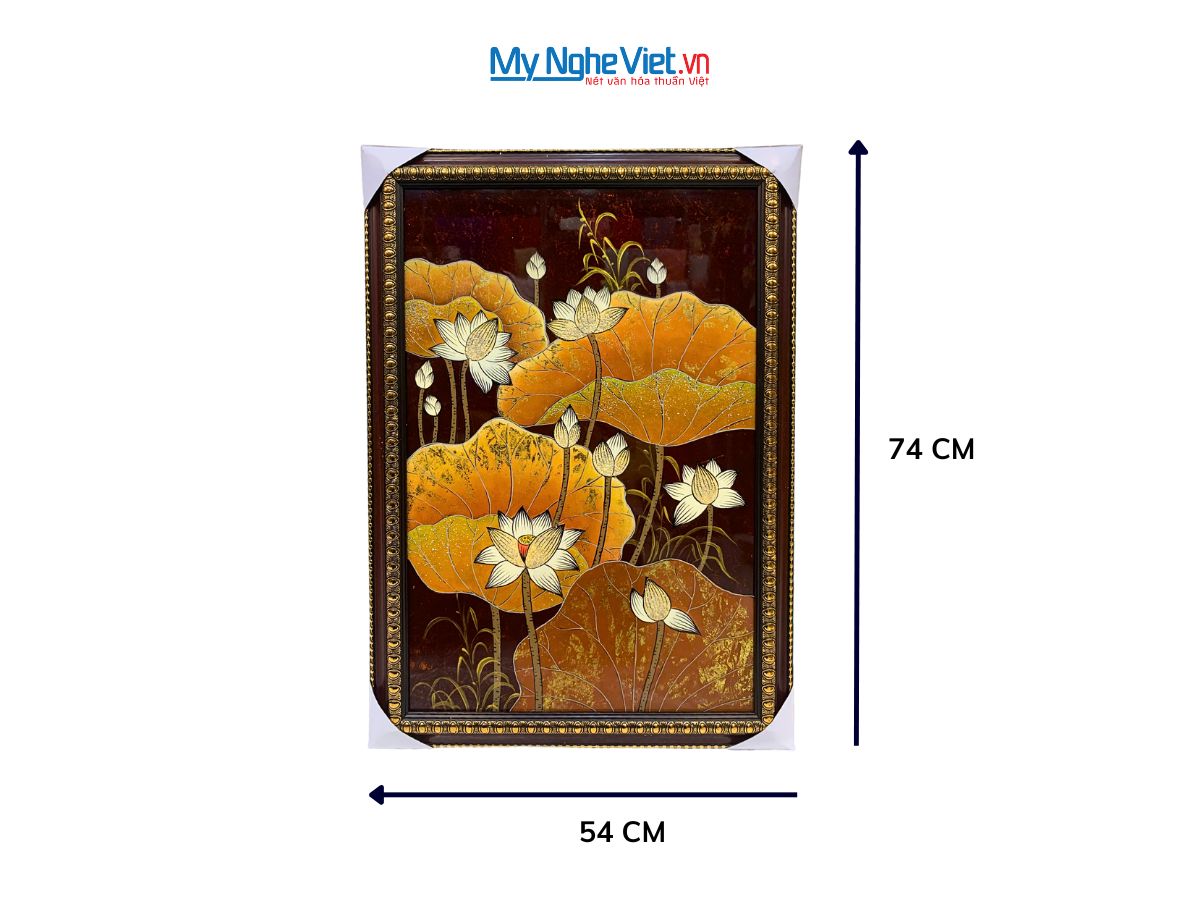 Tranh sơn mài hoa sen đắp nổi TSM571-1.9