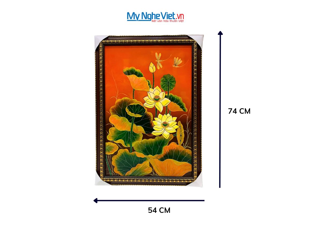 Tranh sơn mài hoa sen đắp nổi TSM571-1.8