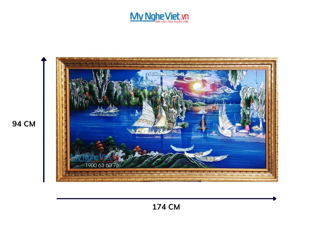 Tranh sơn mài Thuận Buồm Xuôi Gió cẩn ốc 80x160cm MNV-TSM9179-2