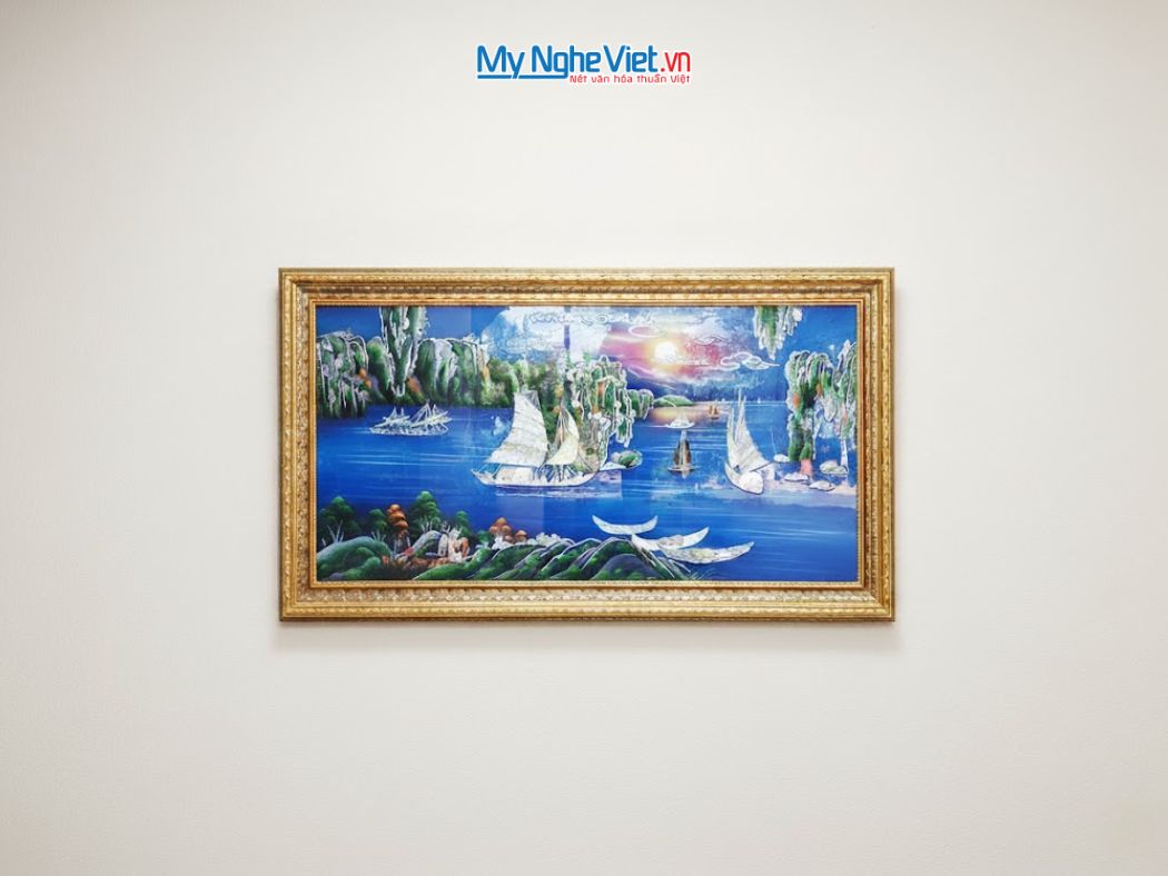 Tranh sơn mài Thuận Buồm Xuôi Gió cẩn ốc 80x160cm MNV-TSM9179-2