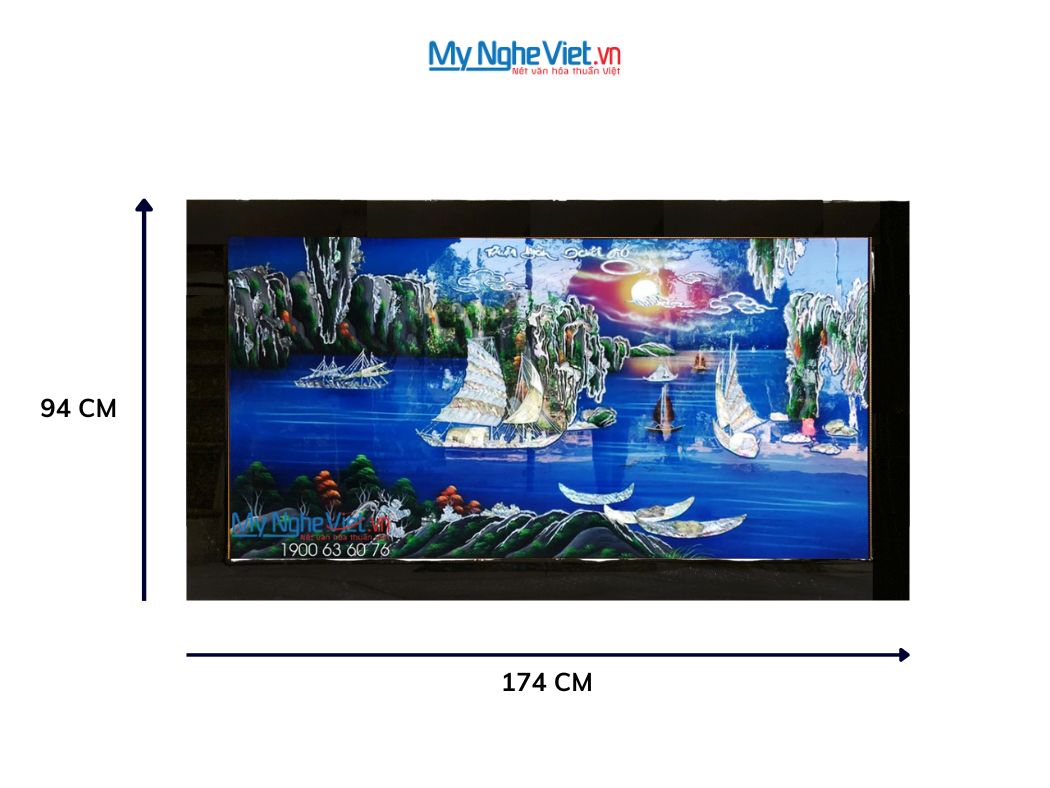 Tranh sơn mài Thuận Buồm Xuôi Gió cẩn ốc MNV-TSM9179-2
