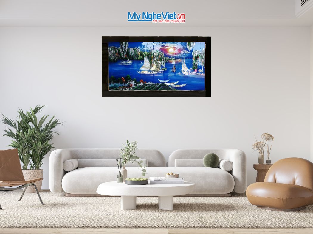 Tranh sơn mài Thuận Buồm Xuôi Gió cẩn ốc MNV-TSM9179-2