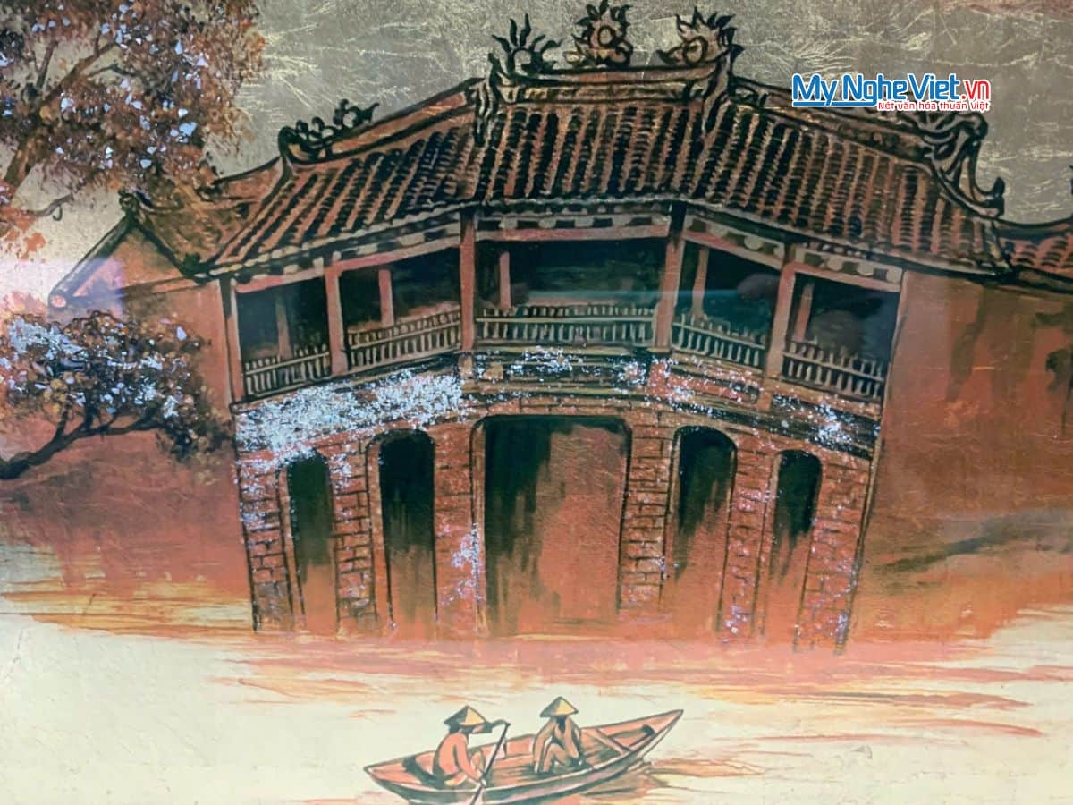 Tranh dát vàng vẽ Chùa Cầu TSM3545-2.0
