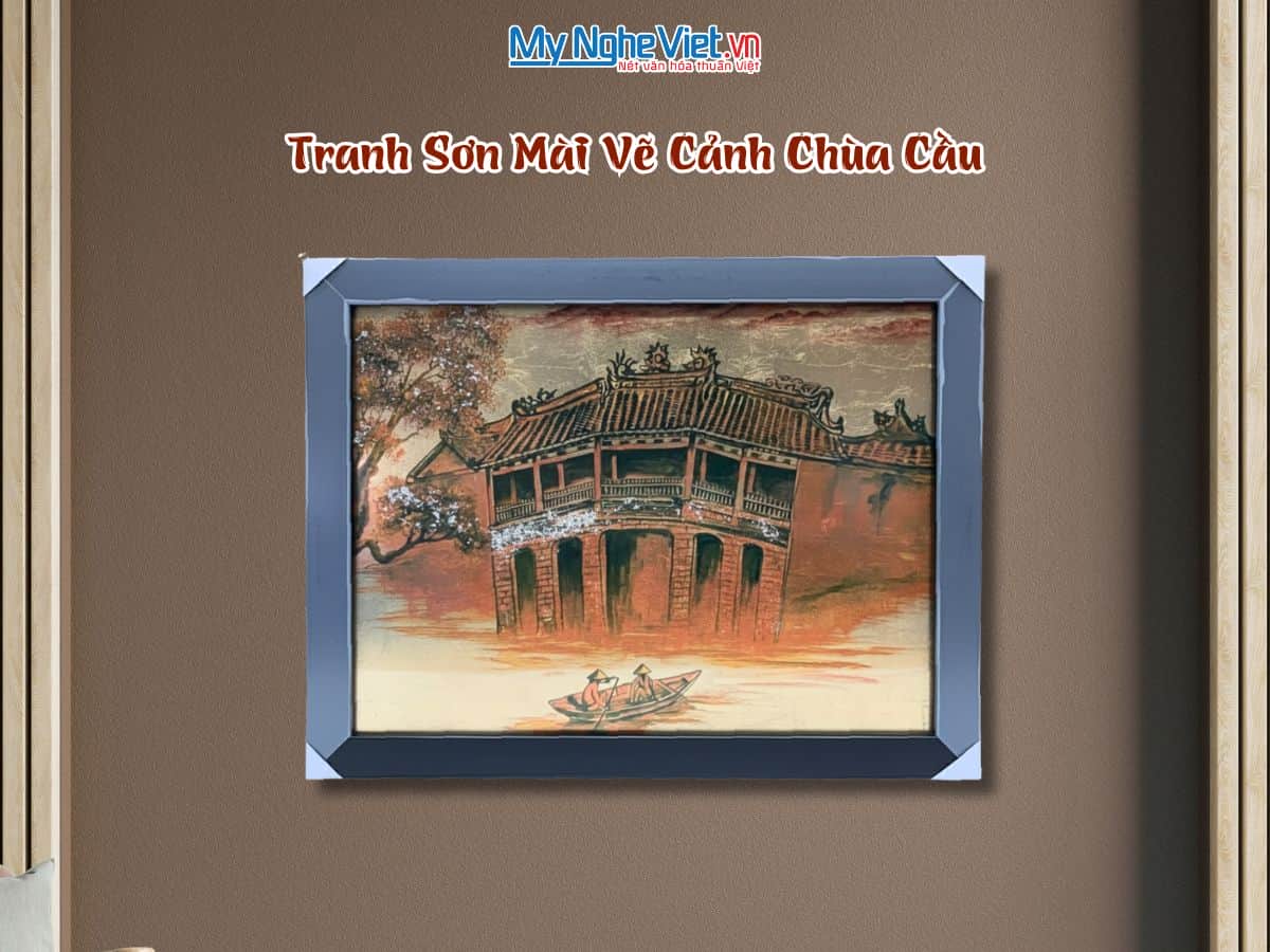Tranh dát vàng vẽ Chùa Cầu TSM3545-2.0