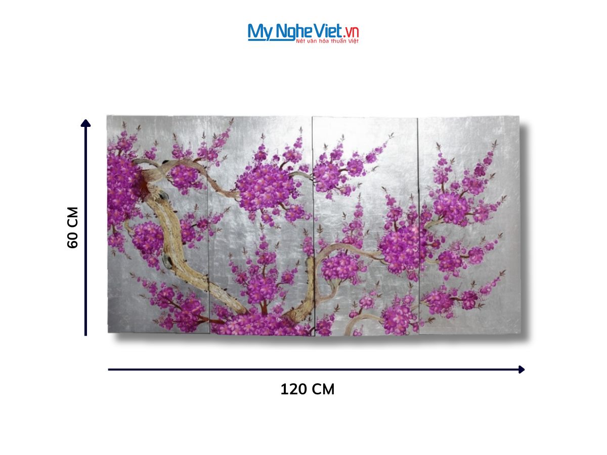 Tranh sơn mài vẽ hoa đào tím TSM36.10