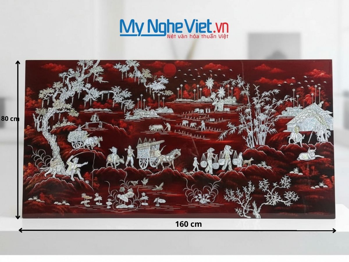 Tranh SM cẩn ốc đồng quê thanh bình 80x160 không khung TSM8161-1.1