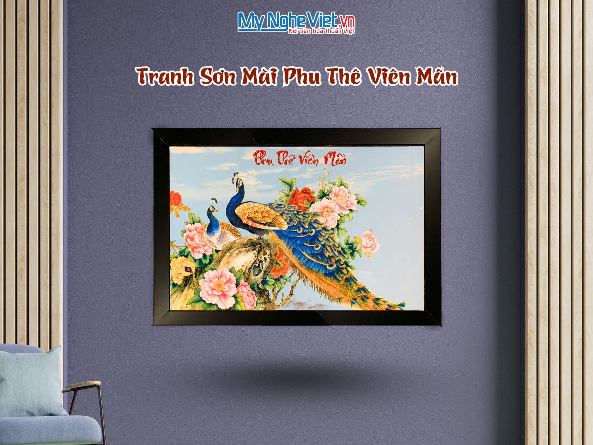 Tranh sơn mài Phu Thê Viên Mãn TSM46K2