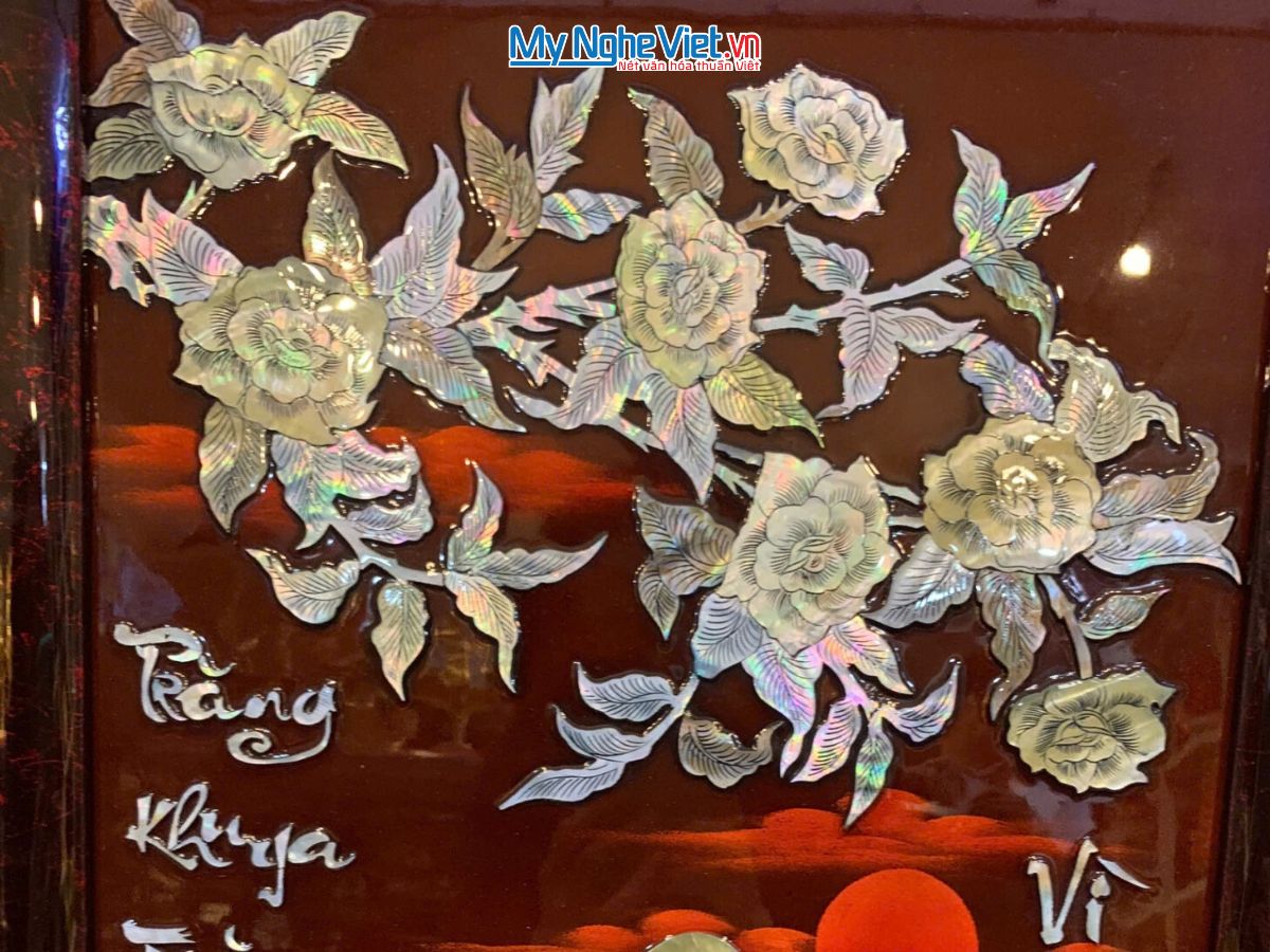 Combo Tranh sơn mài cẩn ốc chữ Cha Mẹ khung sơn mài CBTSM410