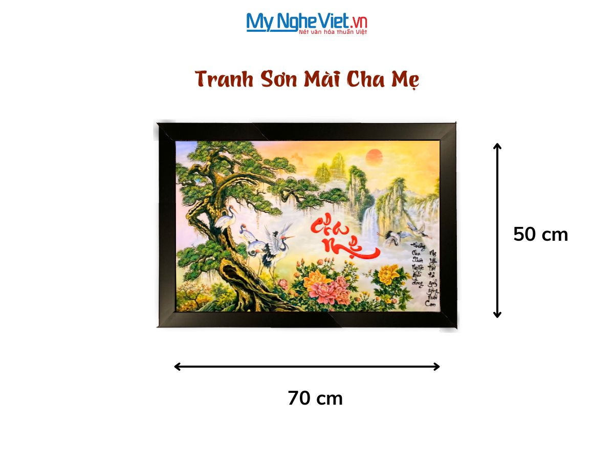 Tranh sơn mài chữ Cha mẹ TSM46K1