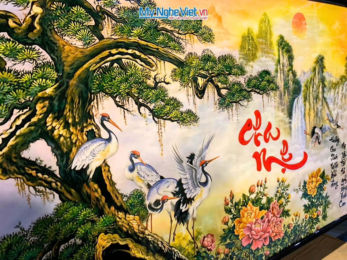 Tranh sơn mài chữ Cha mẹ TSM46K1