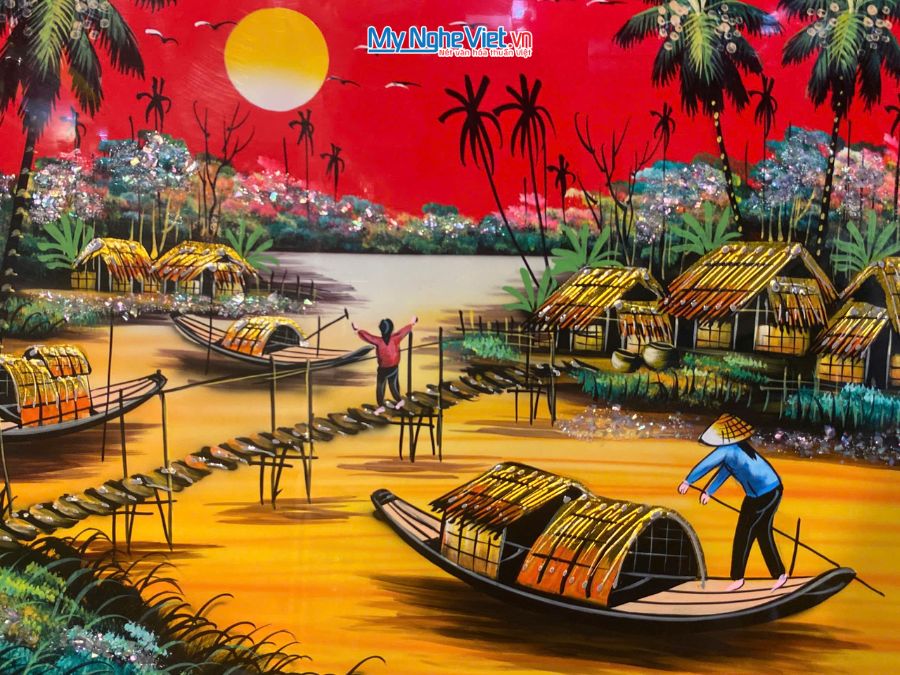 Tranh sơn mài đồng quê đủ mẫu 40x60cm KSM 50x70cm TSM46KSM-01