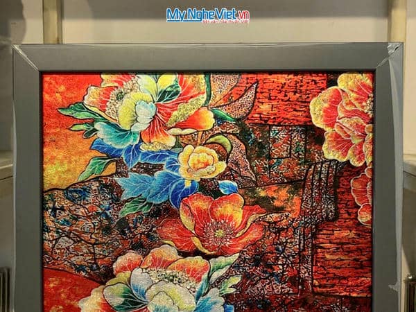 Tranh sơn mài hoa sen cao cấp 35x35 MNV-TSM3535/17