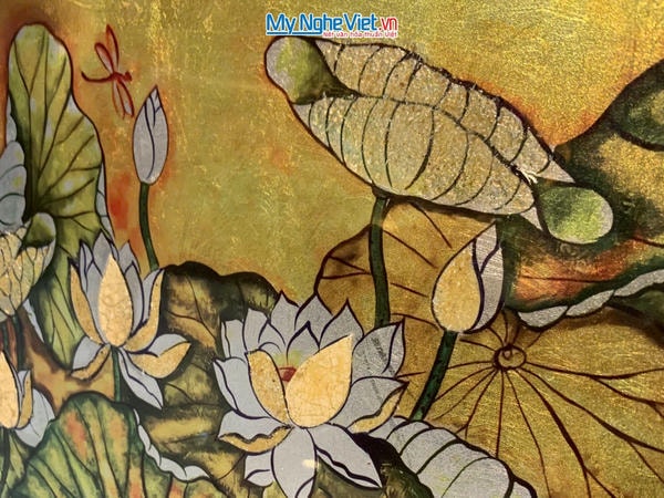 Tranh sơn mài hoa sen cao cấp