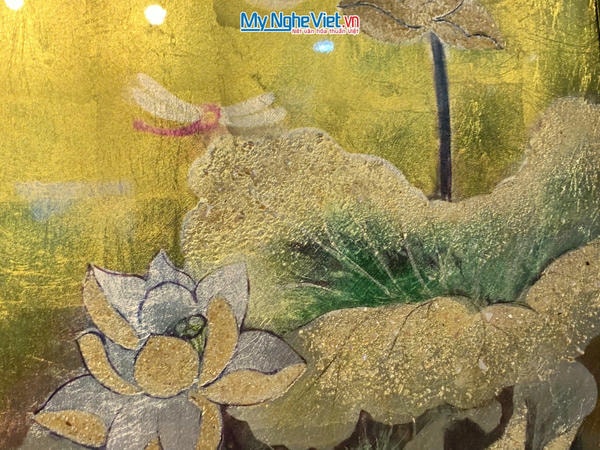 Tranh sơn mài vẽ hoa sen 30x40 có khung 35x45 TSM3545-1.12