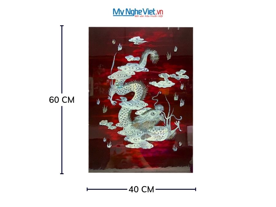 Tranh Sơn Mài Long Vân Hội Tụ Cẩn Ốc Chìm Nền Ấm 40x60cm TSMTBL461