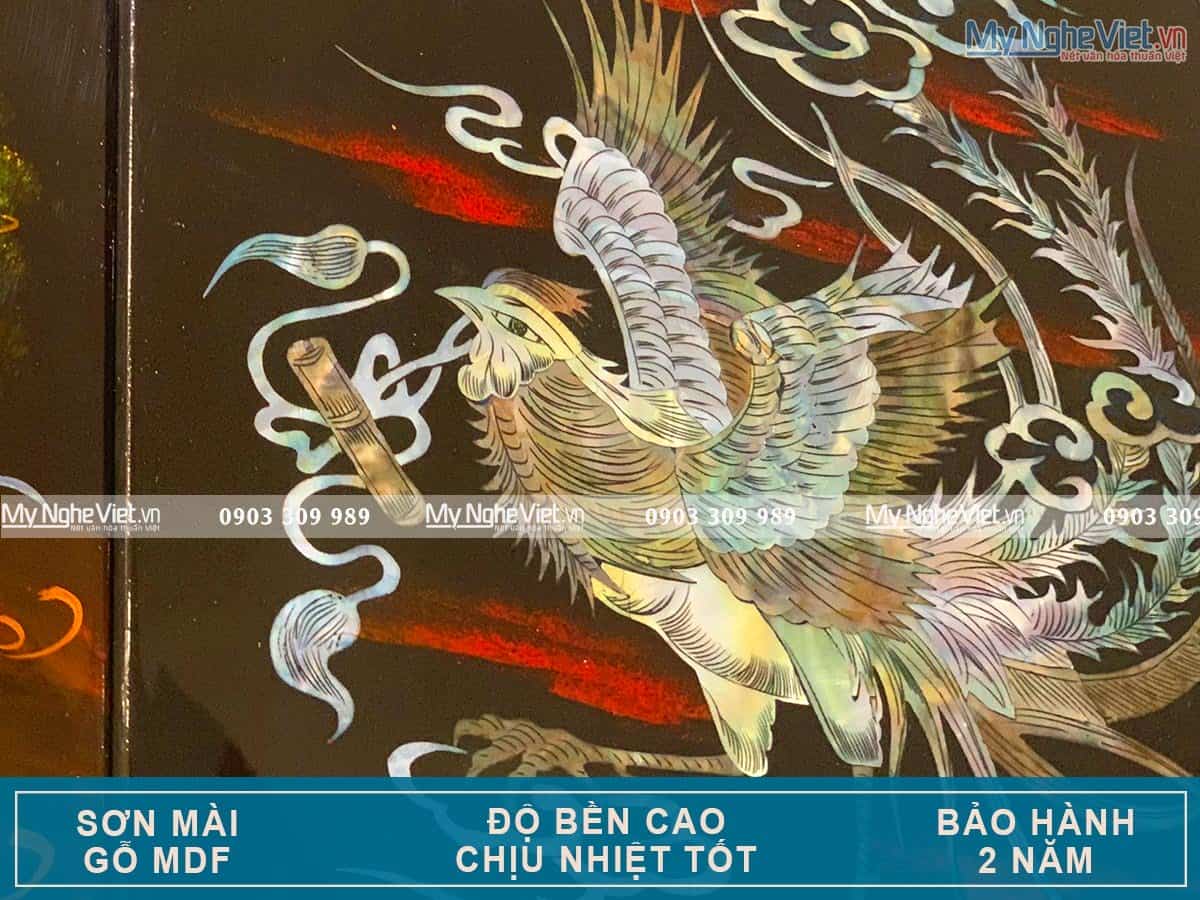 Bộ Tranh sơn mài Long Lân Quy Phụng cẩn ốc chìm TSM367-11