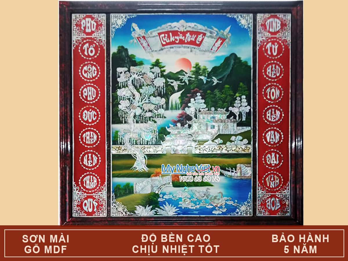 Liễn Thờ Cửu Huyền Thất Tổ Sơn mài Khảm Trai SMA198/117V