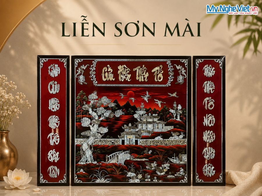 Liễn thờ sơn mài Cửu Huyền Thất Tổ 