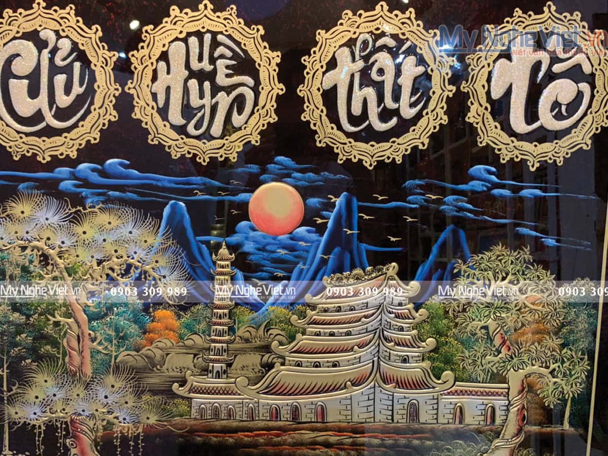 Liễn Cửu Huyền Thất Tổ Đắp Nổi Phù Điêu MNV-SMA195/1214