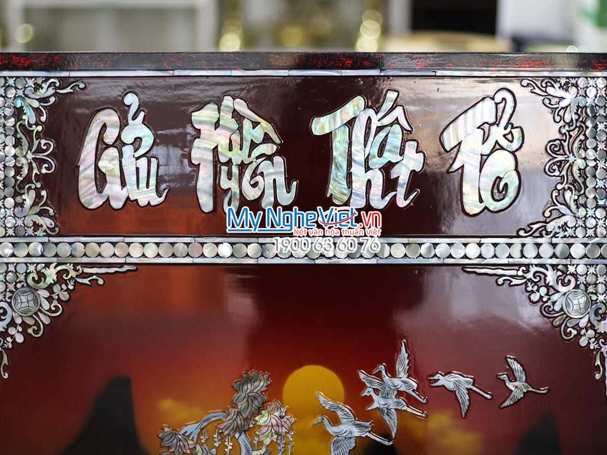 Liễn Thờ Cửu Huyền Thất Tổ Sơn mài Khảm Trai SMA195/810 (Hàng đặt)