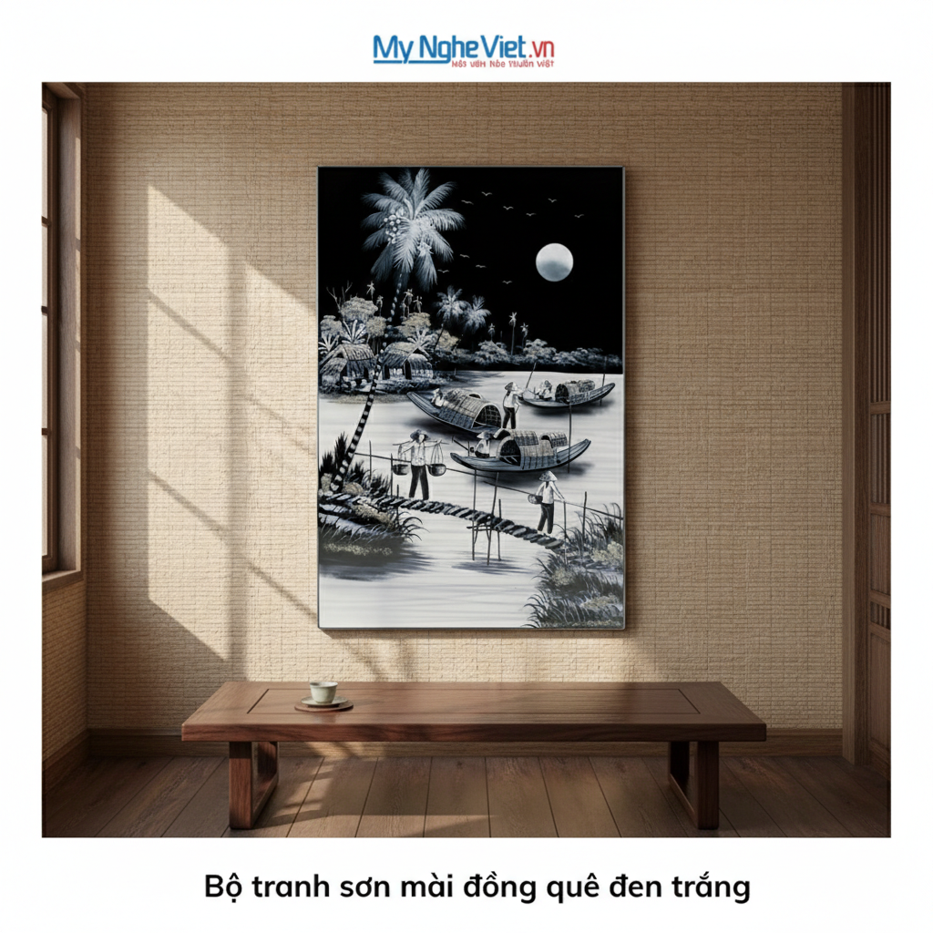 Tranh Sơn Mài Đồng quê nhiều mẫu hàng cao cấp 40x60 MNV-TSM46_02