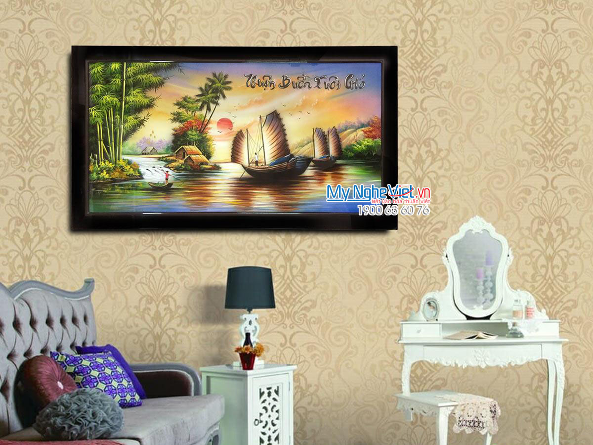 Tranh sơn mài Thuận Buồm Xuôi Gió