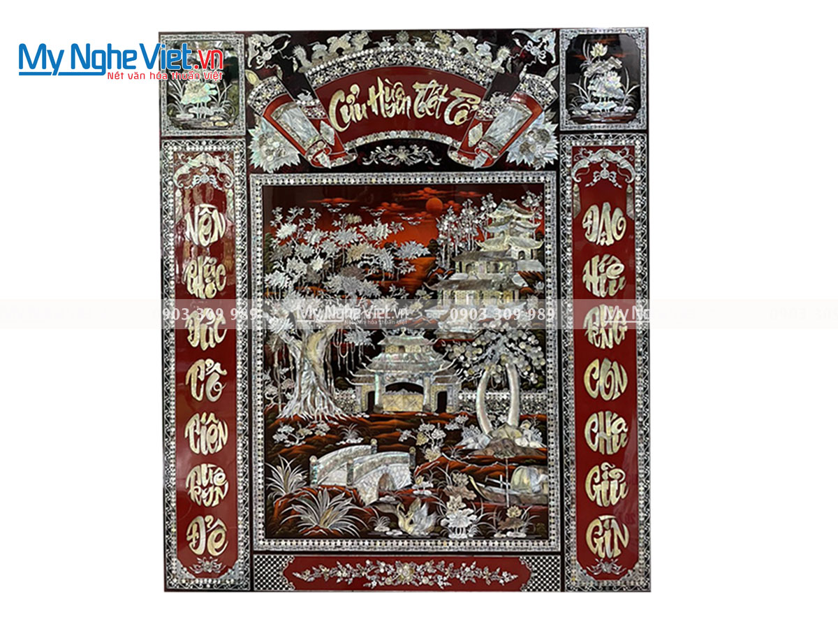Tranh Liễn Thờ  Cửu Huyền Thất Tổ Sơn Mài Cao Cấp Cẩn Xà Cừ 140x160cm MNV-SMA195-1416