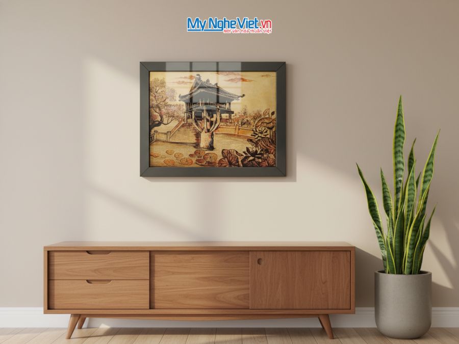 Tranh Sơn Mài Vẽ Chùa Một Cột TSM3545-1.7