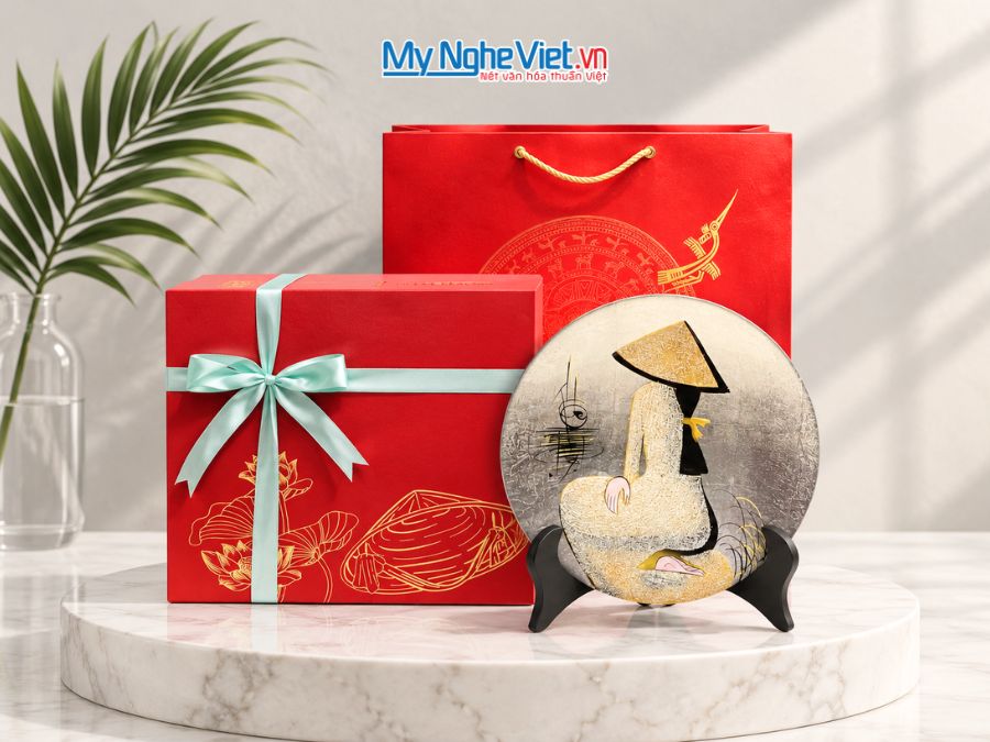 Tranh đĩa sơn mài cô gái nhiều mẫu D25cm TD25-Q