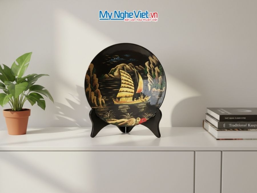 Tranh Đĩa Sơn Mài Thuận Buồm Xuôi Gió MNV-CBTD359