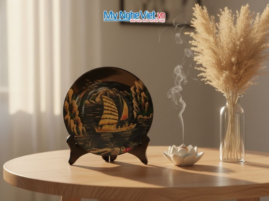 Tranh Đĩa Sơn Mài Thuận Buồm Xuôi Gió MNV-CBTD359