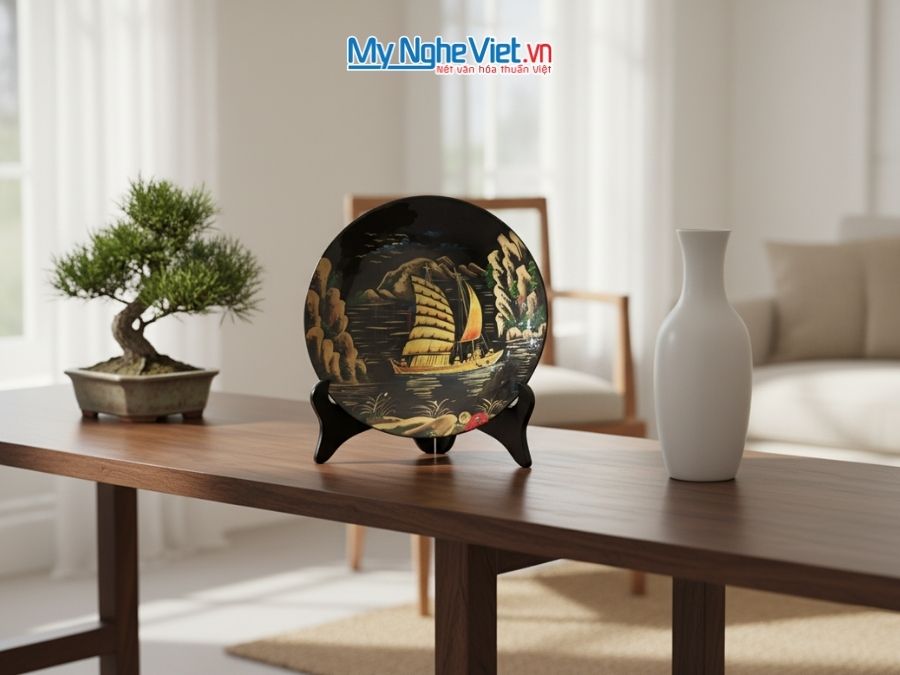 Tranh Đĩa Sơn Mài Thuận Buồm Xuôi Gió MNV-CBTD359