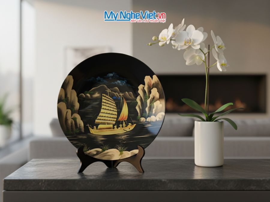  Tranh đĩa thuận buồm xuôi gió đắp nổi MNV-TD459