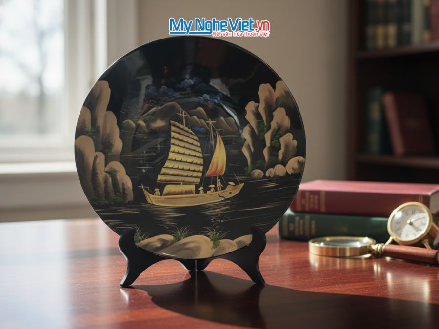  Tranh đĩa thuận buồm xuôi gió đắp nổi MNV-TD459