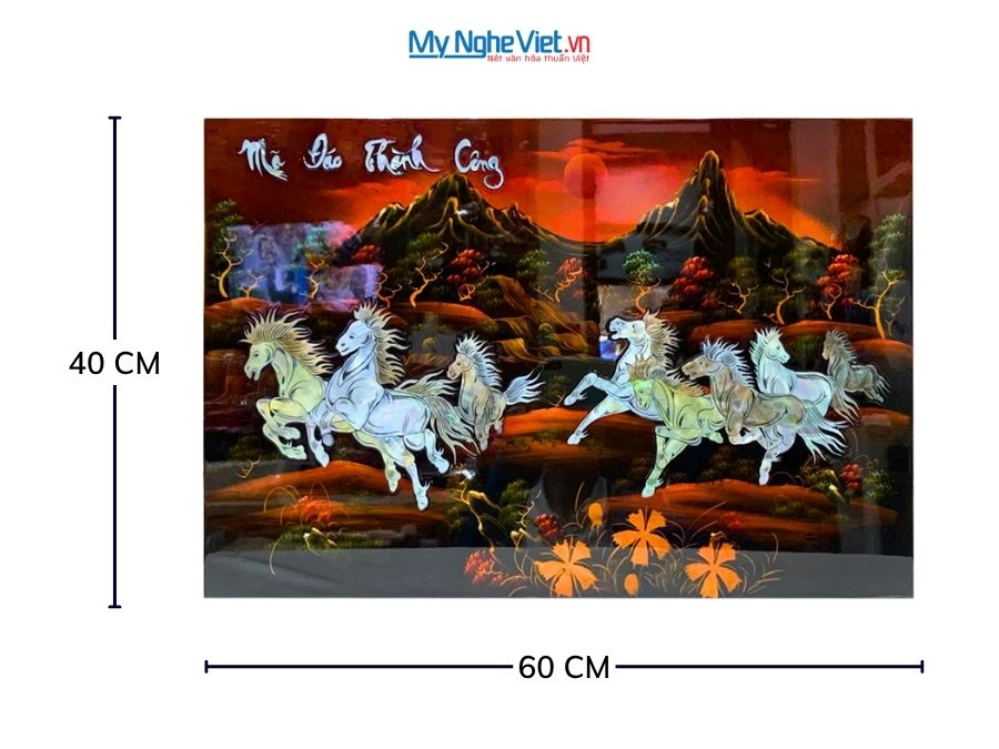 Tranh Sơn Mài Mã Đáo Thành Công Cẩn Ốc Nền Ấm 40x60cm TSM468-1