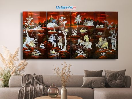 Tranh sơn mài đồng quê - địa danh 