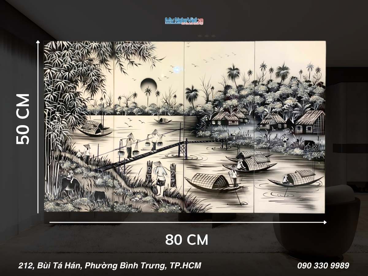 Bộ TSM đồng quê khói cao cấp nền trắng 20x50 TSM252-3