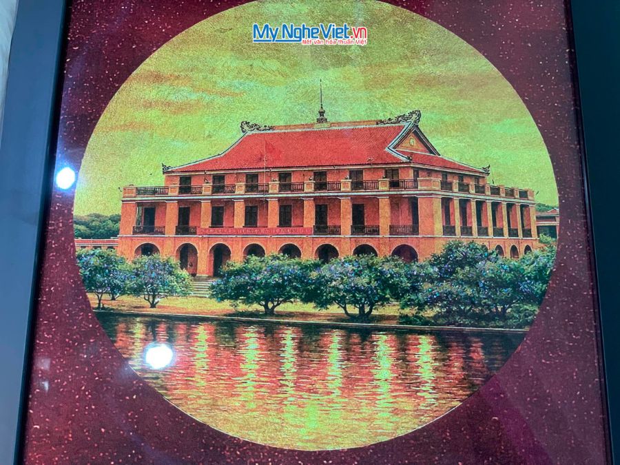 Tranh Sơn Mài Vẽ Bến Nhà Rồng 35x35cm TBL010