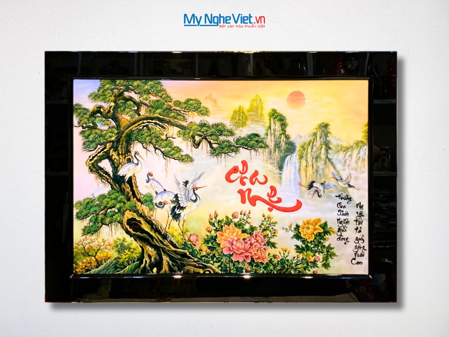 Tranh sơn mài chữ Cha mẹ TSM46K1
