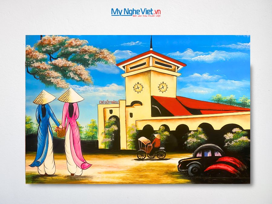Tranh Sơn Mài Chợ Bến Thành MNV-TSM46-34