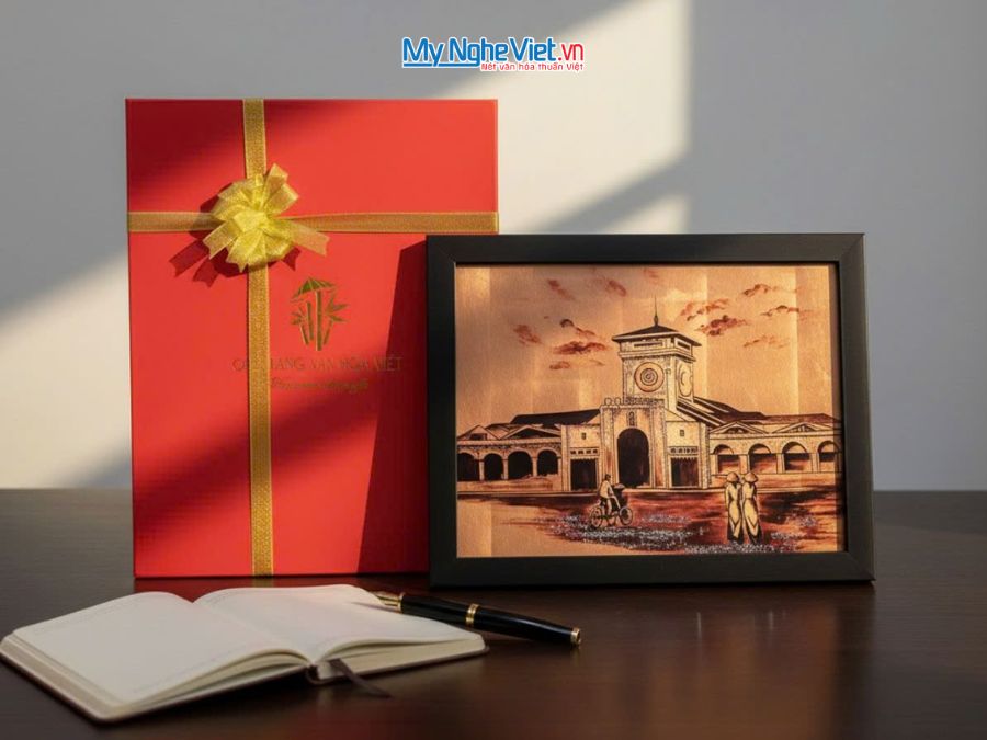 Tranh sơn mài đồng quê - địa danh 