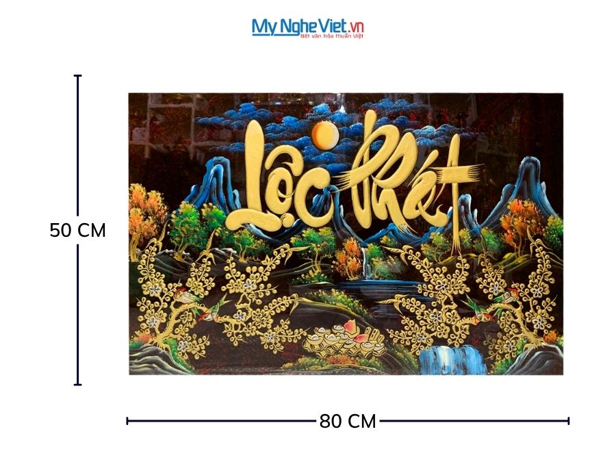 Tranh Sơn Mài Lộc Phát Đắp Nổi Phù Điêu 50x80cm MNV-TSM58-5