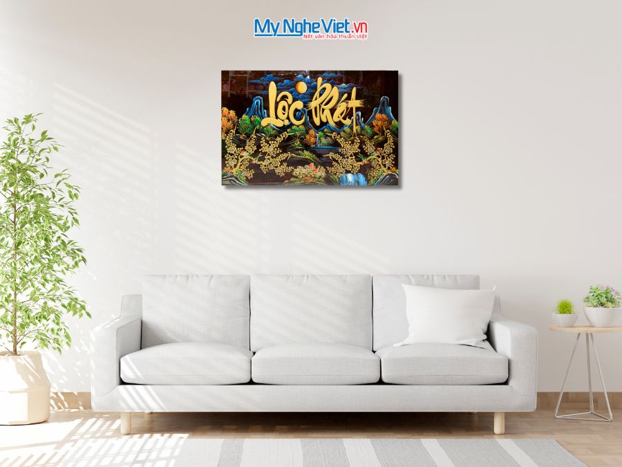 Tranh Sơn Mài Lộc Phát Đắp Nổi Phù Điêu 50x80cm MNV-TSM58-5
